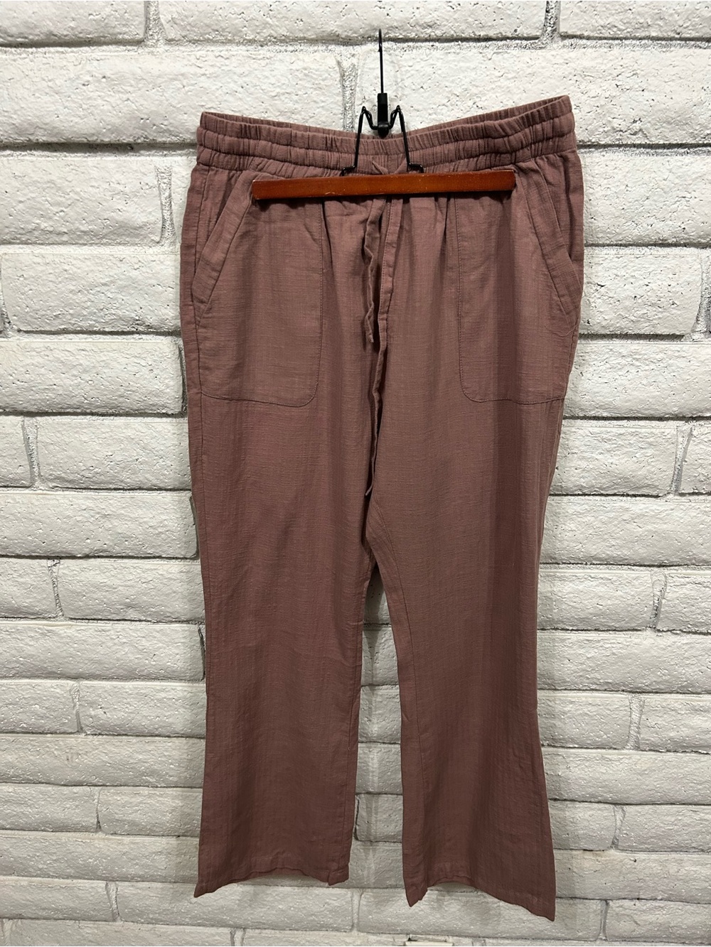 North River Outfitters Mauve/Dusty Rose Linen Blend Pull-On Pants Medium NWT